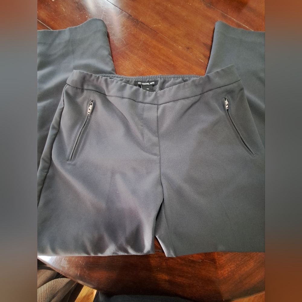 Zack Rachel Womens Pants 10 Gray  Pull On Flat Front Casual Wear Rayon Blend Zip
